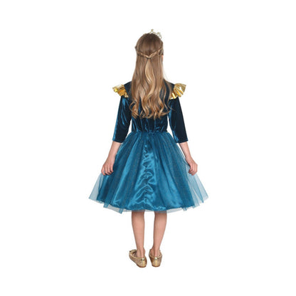 Disfraz Niña Princesa Azul con corona - Talla L