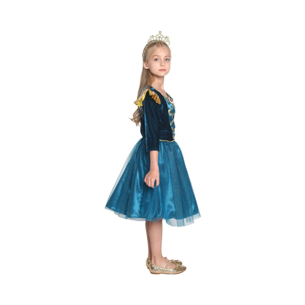 Disfraz Niña Princesa Azul con corona - Talla L