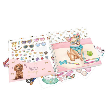 TOP Model Dress me DOGGY - Cuaderno con calcomanías ¡Guau, guau!