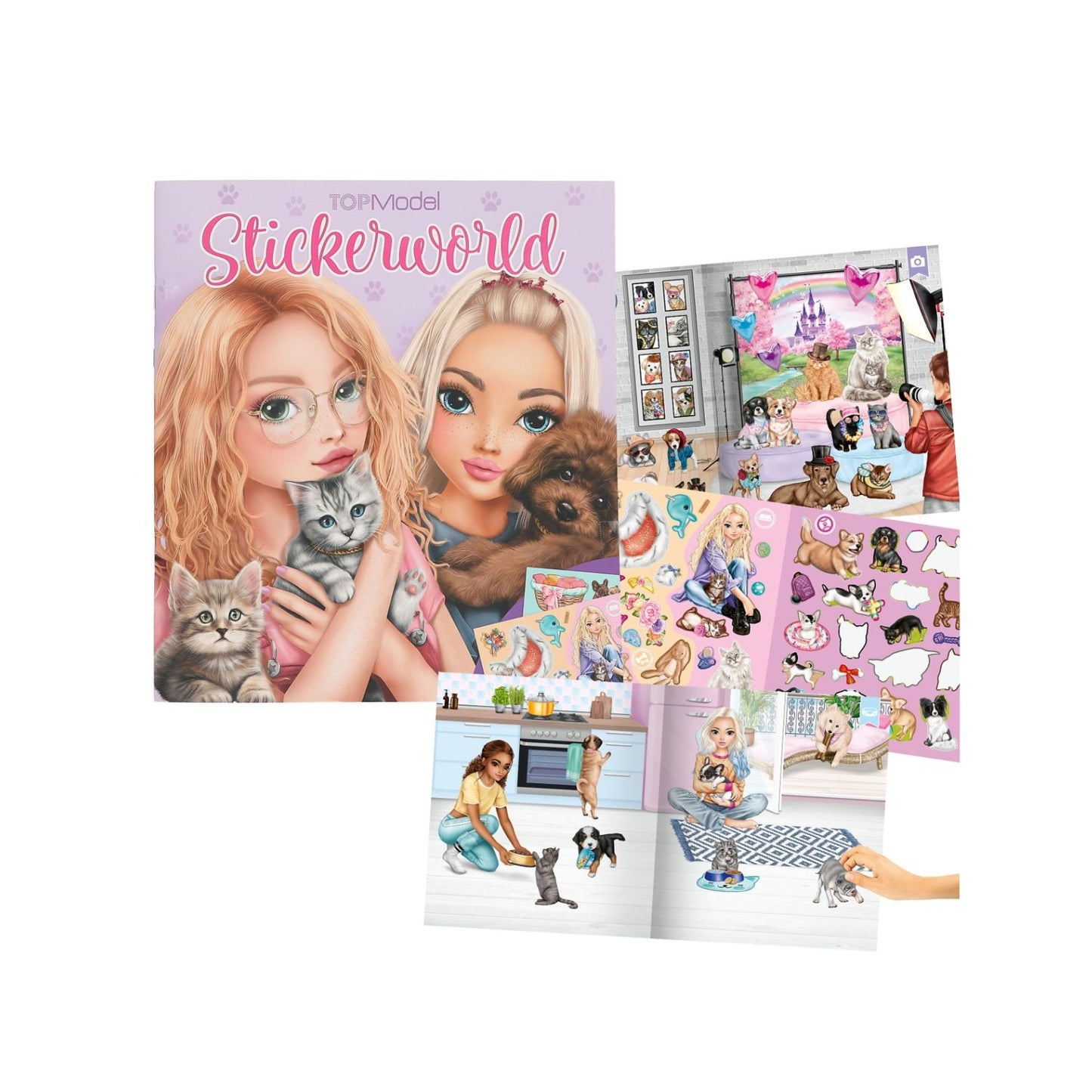 Pad de stickers reutilizables gatitos y perritos Top Model