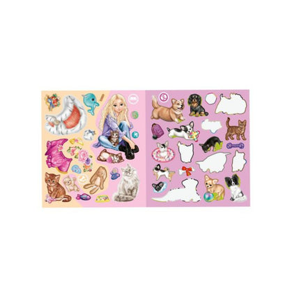 Pad de stickers reutilizables gatitos y perritos Top Model