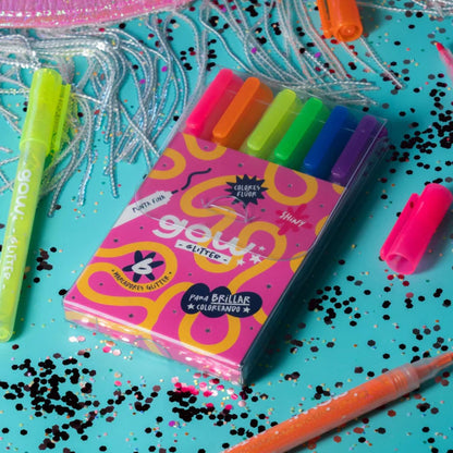 Marcadores Gow Glitter 6 unidades
