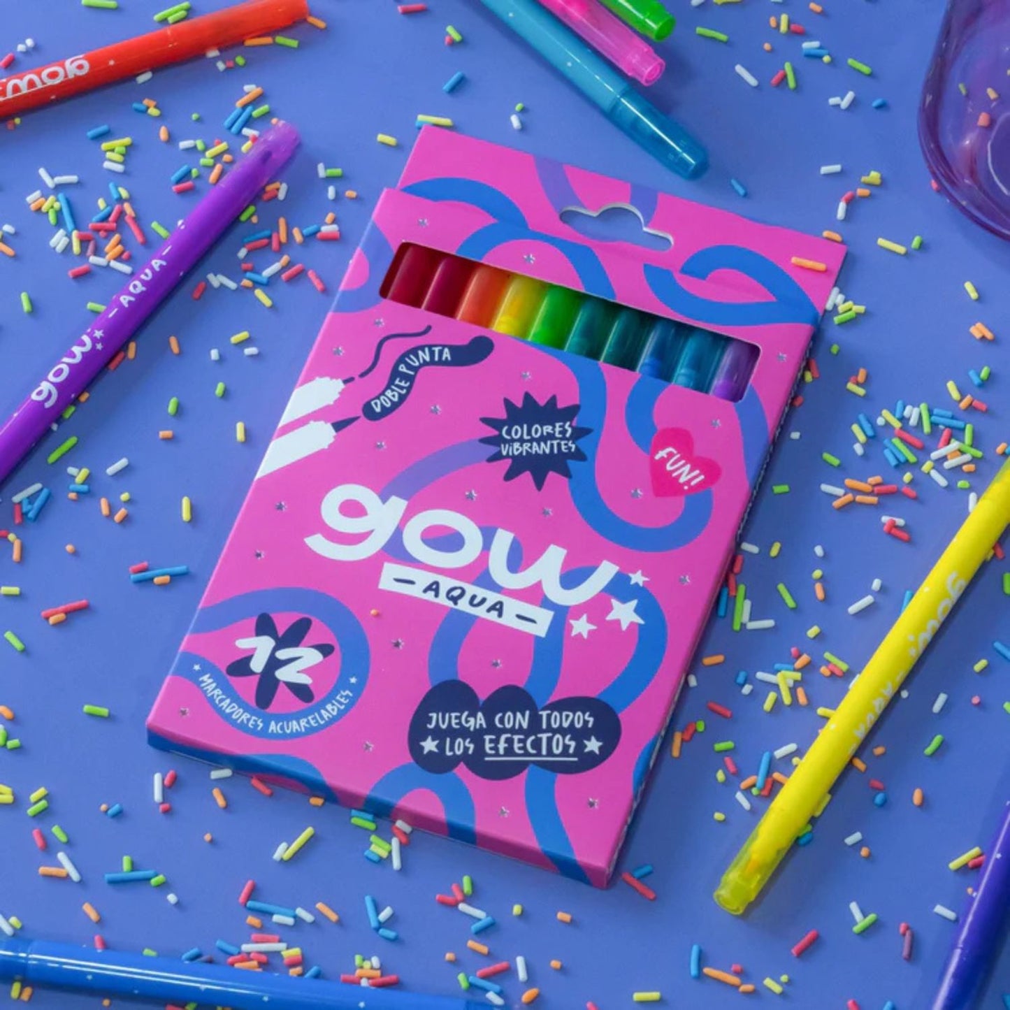 Marcadores Gow Aqua- 12 marcadores doble punta