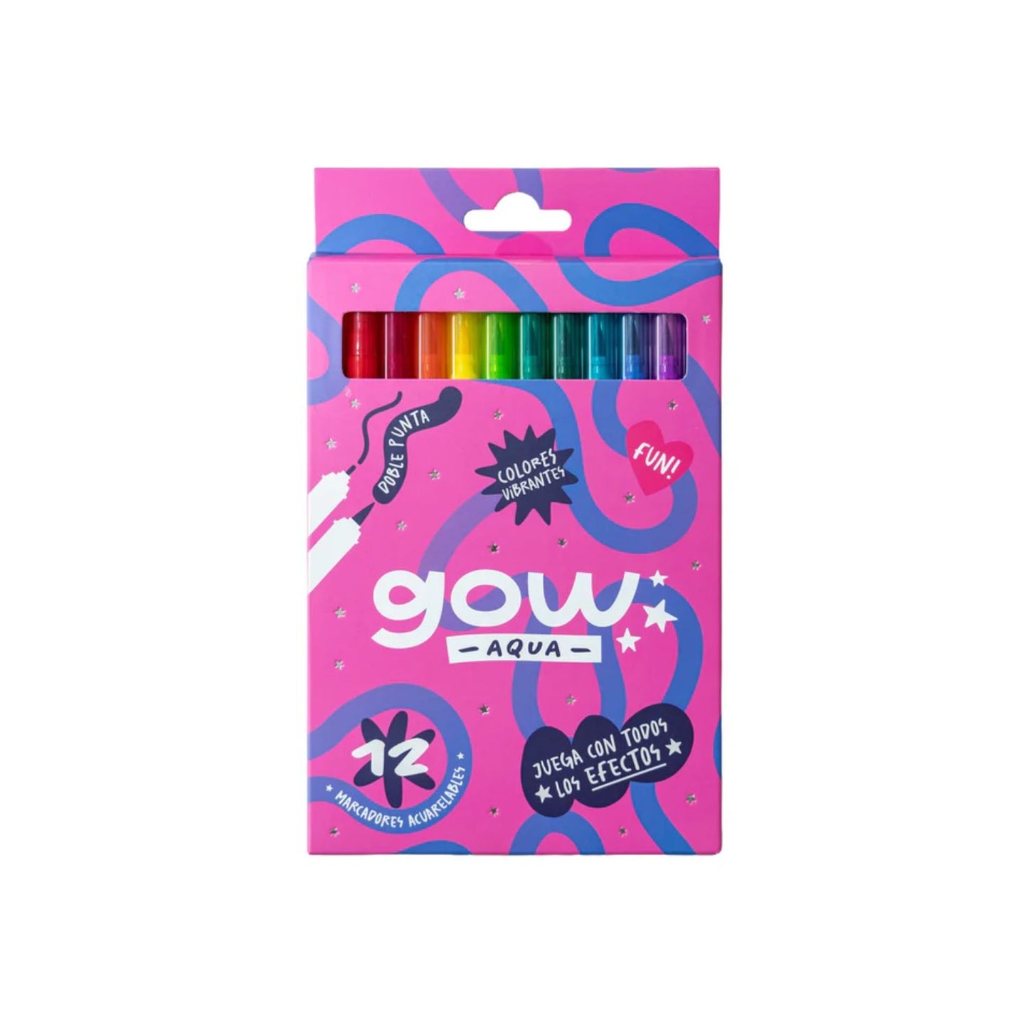 Marcadores Gow Aqua- 12 marcadores doble punta