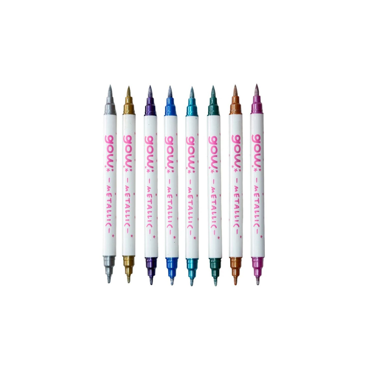 Marcadores Gow Mettalic - 12 marcadores metálicos doble punta