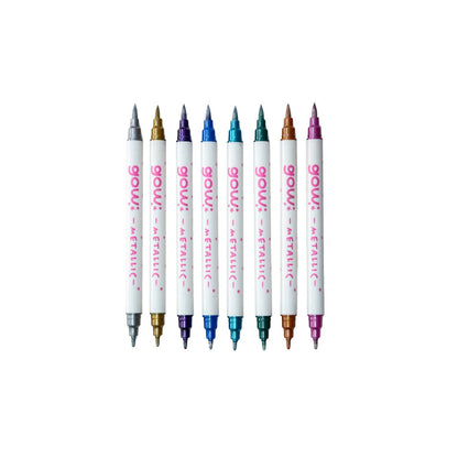 Marcadores Gow Mettalic - 12 marcadores metálicos doble punta