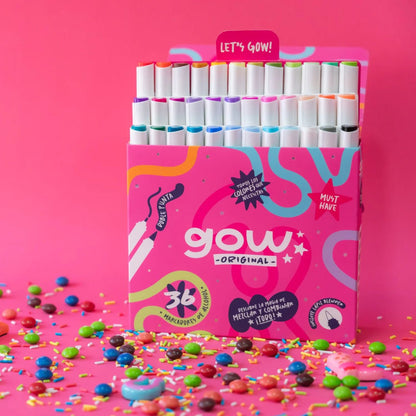 Marcadores Gow Original - 36 marcadores doble punta