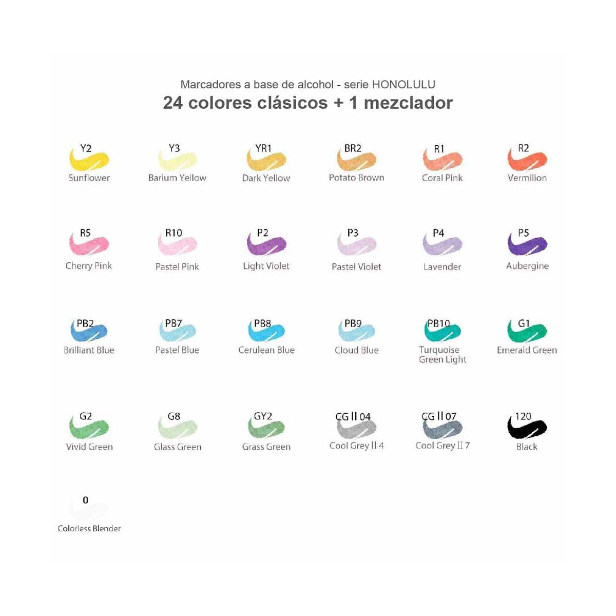 Set 24 marcadores de alcohol +1 blender, pincel y biselada