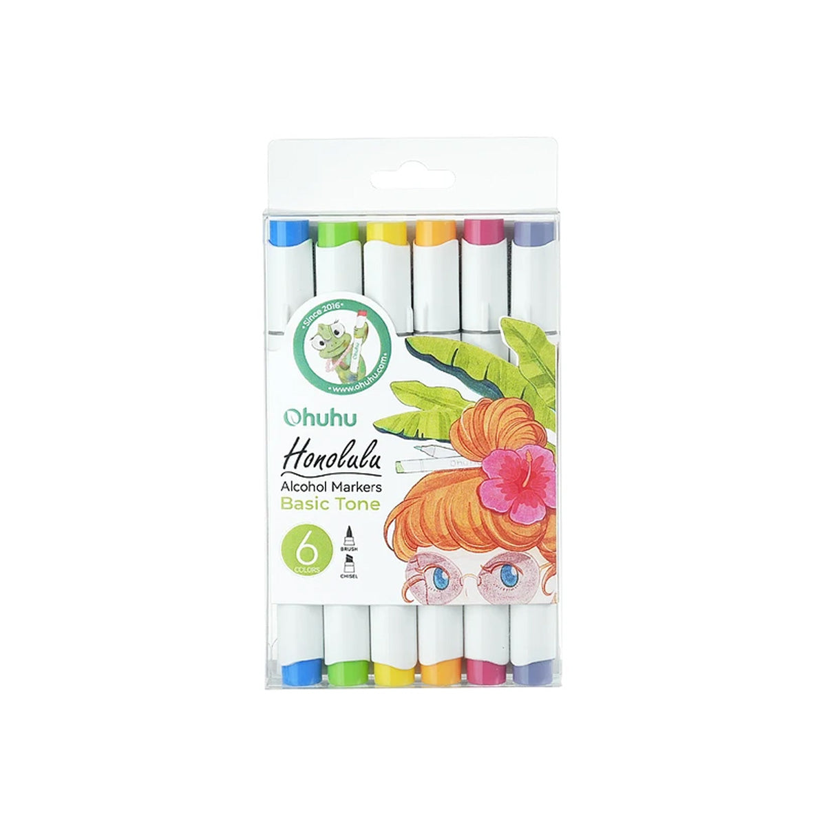 Marcadores base alcohol de doble punta 6 colores básicos