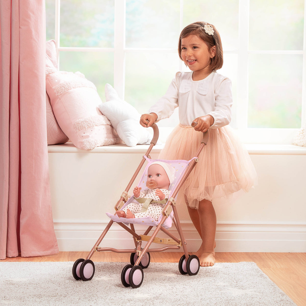 Pack Vamos de Paseo · Muñeca LullaBaby + Coche Plegable