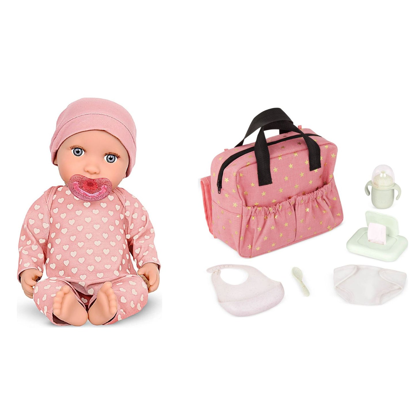 Pack Muñeca LullaBaby 35 cm + Set Bolso Mudador con Accesorios