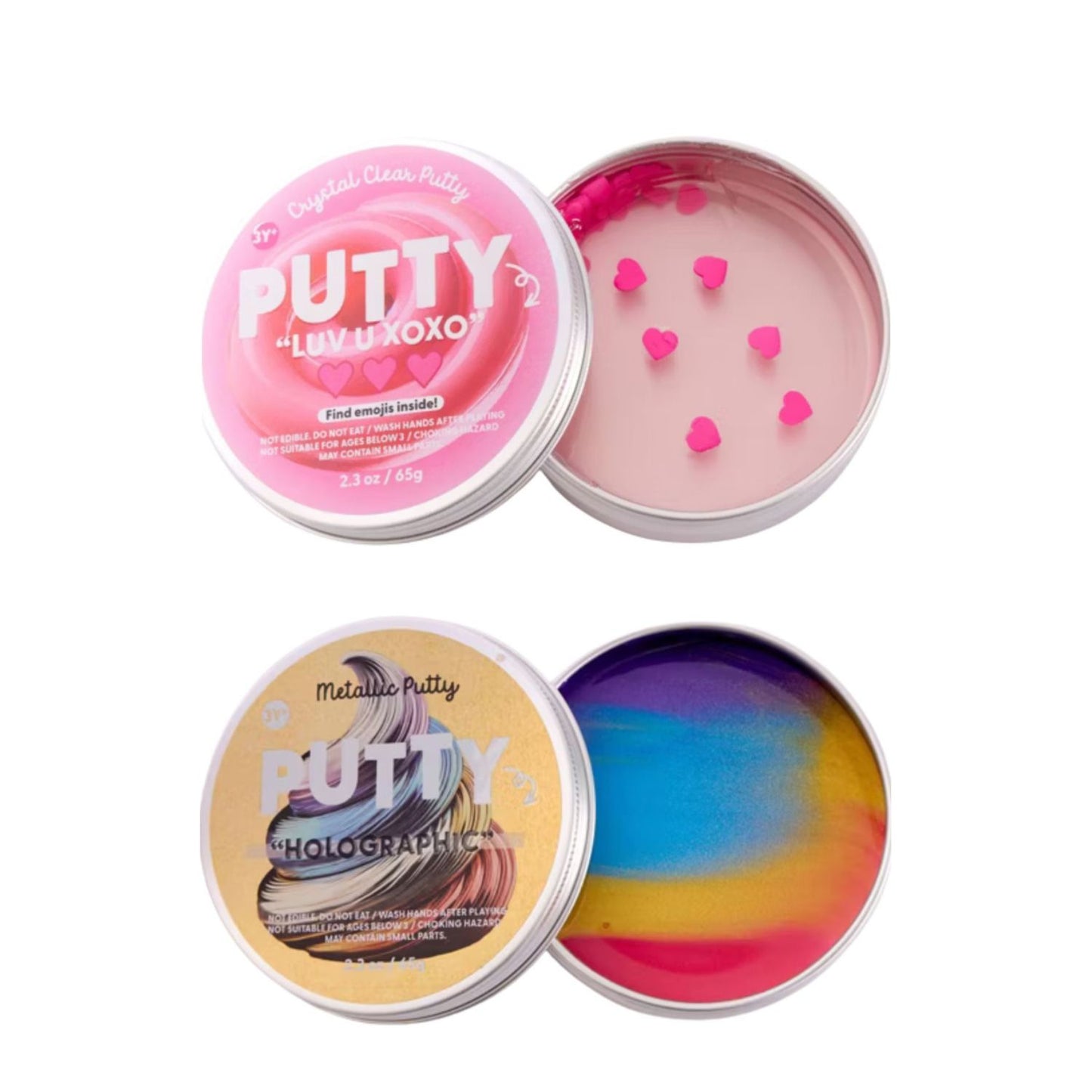 Pack Sensorial Antiestrés Putty Metalico Multicolor + Putty Emojis