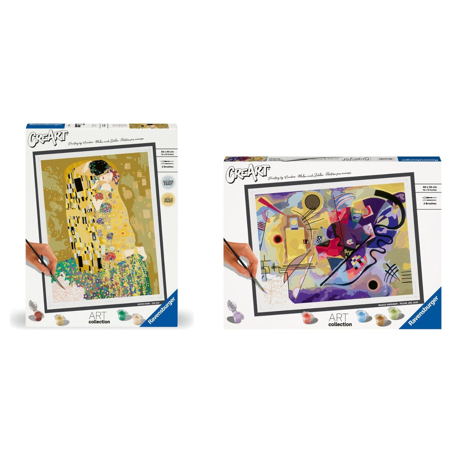 Pack CreArt Pinta por Números · Klimt El Beso + Kandinsky