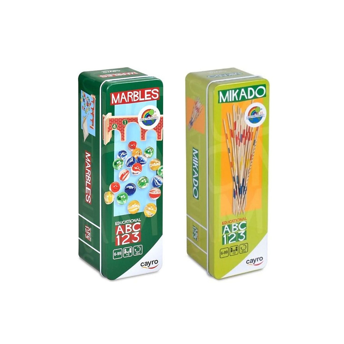 Pack Juegos Cayro Metal Box · Canicas + Mikado
