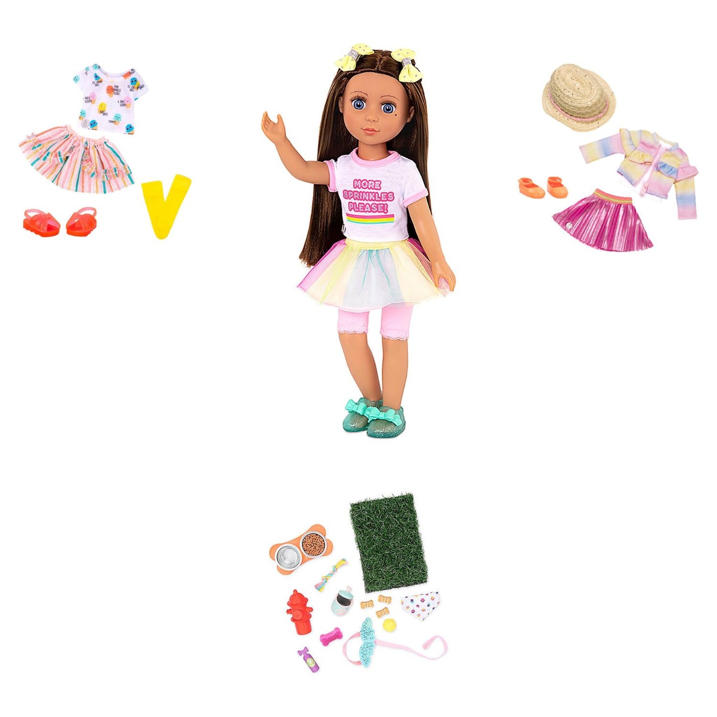 Pack Muñeca Glitter Girls Kika 36 cm + 2 Tenidas + Accesorios de Mascotas