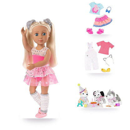 Pack Muñeca Glitter Girls Mollie 36 cm + 2 Tenidas + Set de Mascotas