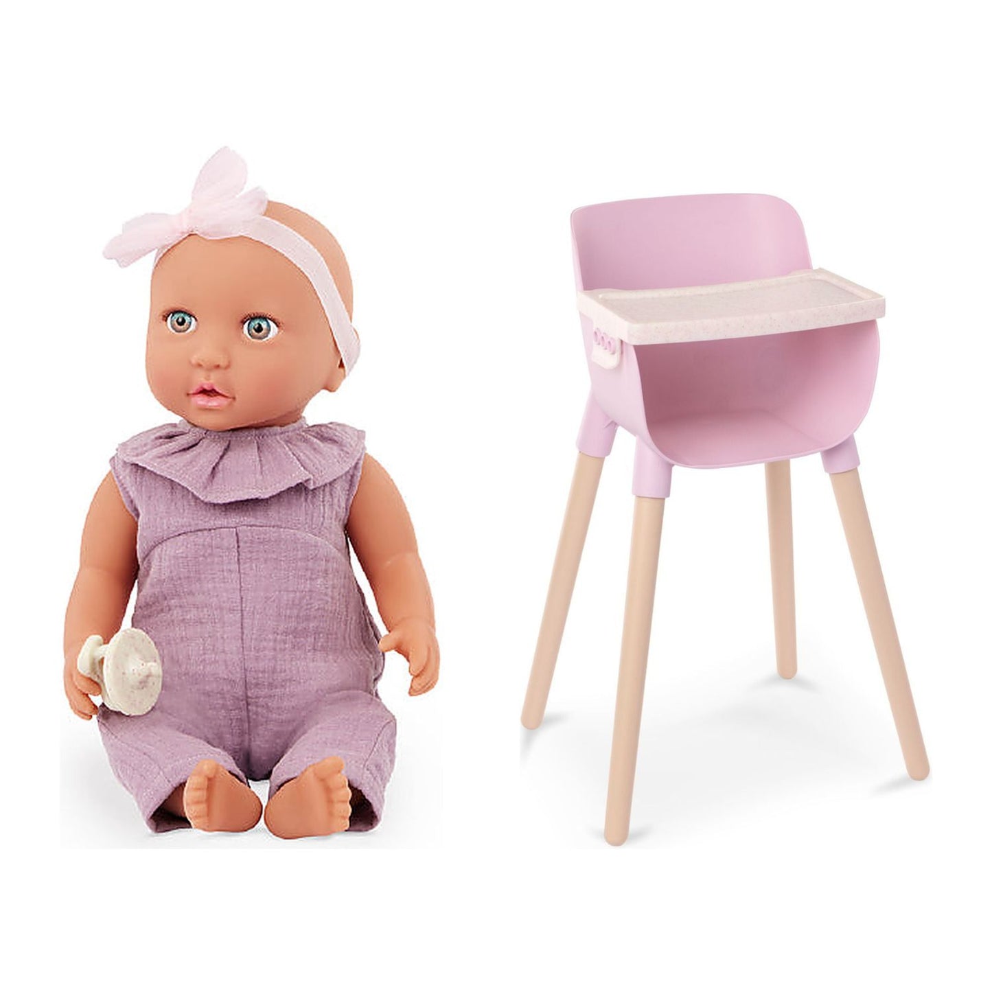 Pack Muñeca LullaBaby Jumper Lila + Silla de Comer Lullababy
