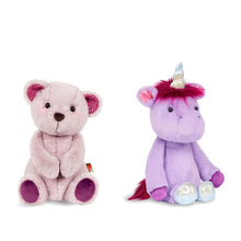 Pack Peluches B. Toys · Oso Lila + Unicornio Morado