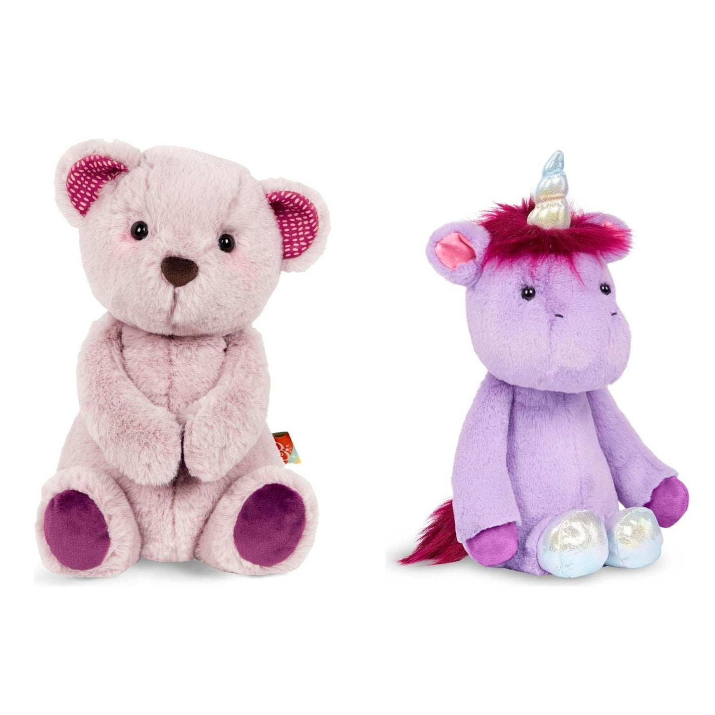 Pack Peluches B. Toys · Oso Lila + Unicornio Morado