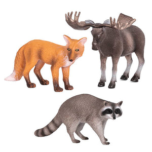 Animales del bosque: Alce, zorro y mapache