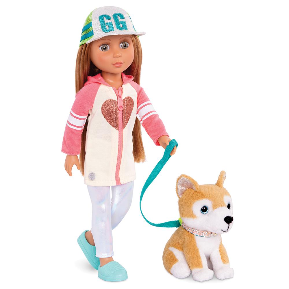 Muñeca Tavi y Nougat el perro