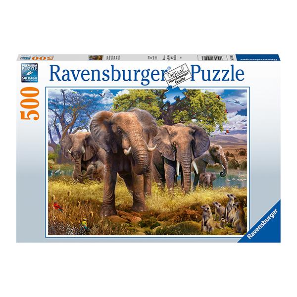 Puzzle Familia de elefantes - 500 piezas